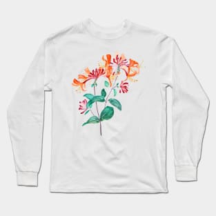 orange red honeysuckle flower Long Sleeve T-Shirt